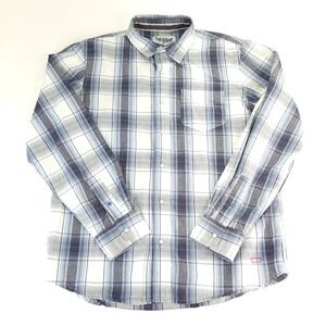 Vtg Levi Strauss Two Horse Brand Western Shirt Mens Medium Pearl Snap Blue Plaid